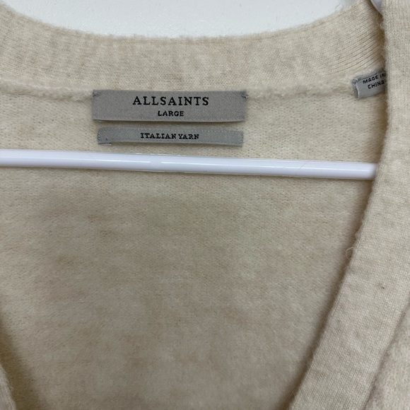 AllSaints Cream Italian Yarn Cropped Cardigan L Retail $229 - Picture 2 of 6